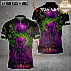 Maxcorners Bowling Neon Skull CNB Multicolor Customized Name, Team Name 3D Shirts