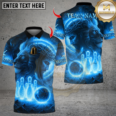 Maxcorners Flame The Lion OF Judah With Bowling Multicolor Customized Name, Team Name 3D Shirts