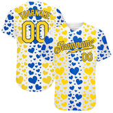 Maxcorners Custom 3D Pattern Design Hearts Painted In The Colors Of The Ukrainian Flag Premium Baseball Jerseys LM0210