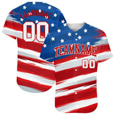Maxcorners Custom White White-Red 3D American Flag Premium Baseball Jerseys LM0210