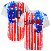 Maxcorners Custom Tie Dye White-Royal 3D American Flag Premium Baseball Jersey LM0210
