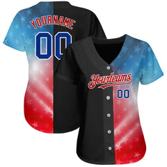 Maxcorners Custom Red Royal-Black 3D American Flag Fashion Premium Baseball Jersey LM0210
