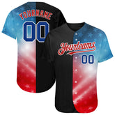 Maxcorners Custom Red Royal-Black 3D American Flag Fashion Premium Baseball Jersey LM0210