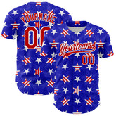 Maxcorners Custom Royal Red-White American Flag Patriotic Premium Baseball Jersey LM0210