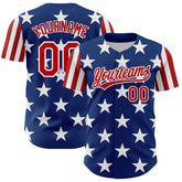 Maxcorners Custom Black Red-Royal 3D American Flag Eagle Patriotic Premium Baseball Jersey LM0210