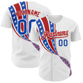 Maxcorners Custom Royal Red-White 3D Patriotic American Flag Premium Baseball Jersey LM0210