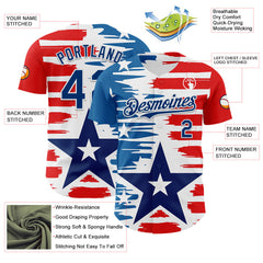 Maxcorners Custom Black Royal Red-White 3D Patriotic American Flag Premium Baseball Jerseys LM0210