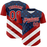 Maxcorners Custom Navy Red-White 3D Patriotic American Flag Premium Baseball Jersey LM0210