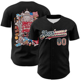Maxcorners Custom Black Vintage USA Flag-Cream 3D Patriotic American Symbol Eagle Premium Baseball Jersey LM0210