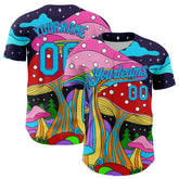 Maxcorners Custom Navy Lakes Blue-Purple 3D Pattern Design Trippy Psychedelic Magic Mushrooms Premium Baseball Jersey LM0210