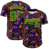 Maxcorners Custom Purple Grass Green-Gold 3D Pattern Design Mardi Gras Shrove Tuesday Premium Baseball Jersey LM0210