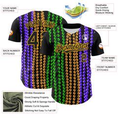 Maxcorners Custom Black Gold 3D Pattern Design Mardi Gras Shrove Tuesday Premium Baseball LM0210