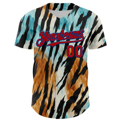 Maxcorners Custom Black Red-Royal 3D Pattern Design Burner Costumes Zebra Print Premium Baseball Jersey LM0210