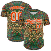 Maxcorners Custom Green Orange-White 3D Pattern Design Burner Costumes Exotic Premium Baseball Jersey LM0210