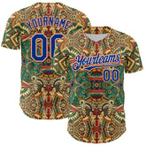 Maxcorners Custom Green Royal White-Orange 3D Pattern Design Burner Costumes Exotic Premium Baseball Jersey LM0210