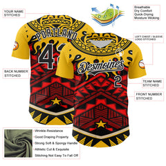 Maxcorners Custom Yellow Black Red-White 3D Pattern Design Rave Party Tribal Premium Baseball Jersey LM0210