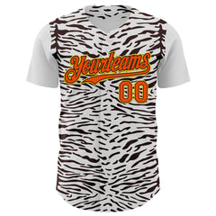 Maxcorners Custom White Orange Black-Yellow 3D Pattern Design Rave Party Animal Zebra Print Premium Baseball Jersey LM0210