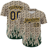 Maxcorners Custom Cream Navy-Gold 3D Pattern Design Rave Party Animal Leopard Print Premium Baseball Jersey LM0210