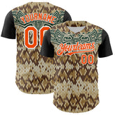 Maxcorners Custom Black Orange-White 3D Pattern Design Rave Party Animal Snake Python Print Premium Baseball Jersey LM0210