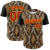 Maxcorners Custom Black Red-Gold 3D Pattern Design Rave Party Animal Snake Python Print Premium Baseball Jersey LM0210