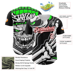 Maxcorners Custom Black White-Red 3D Pattern Design Burner Costumes Skull Premium Baseball Jersey LM0210