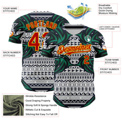Maxcorners Custom White Red Blue Green-Yellow 3D Pattern Design Burner Costumes Tribal Premium Baseball Jersey LM0210