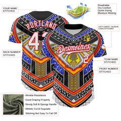 Maxcorners Custom Black White-Fire Red 3D Pattern Design Burner Costumes Tribal Premium Baseball Jersey LM0210