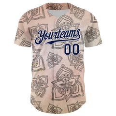 Maxcorners Custom Cream Navy-White 3D Pattern Design Burner Costumes Paisley Bandana Baseball Jersey LM0210