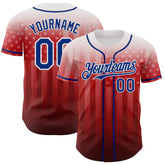 Maxcorners Custom White Red Navy-Royal 3D American Flag America-Inspired Premium Baseball Jersey LM0210