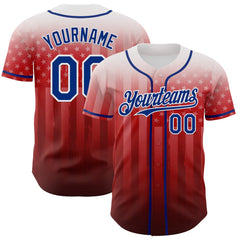 Maxcorners Custom White Red Navy-Royal 3D American Flag America-Inspired Premium Baseball Jersey LM0210