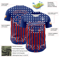 Maxcorners Custom Black USA Flag-White 3D Retro American Flag Premium Baseball Jersey LM0210