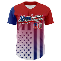 Maxcorners Custom Navy Star Red-White 3D American Flag Premium Baseball Jersey LM0210
