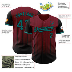 Maxcorners Custom Crimson Teal-Black 3D Pattern Design Gradient Geometric Shape Premium Baseball Jersey LM0210