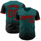 Maxcorners Custom Teal Red-Black 3D Pattern Design Gradient Geometric Shape Premium Baseball Jersey LM0210