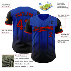 Maxcorners Custom Thunder Blue Red-Black 3D Pattern Design Gradient Geometric Shape Premium Baseball Jersey LM0210