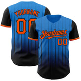 Maxcorners Custom Electric Blue Orange-Black 3D Pattern Design Gradient Geometric Shape Premium Baseball Jersey LM0210