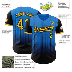 Maxcorners Custom Electric Blue Gold-Black 3D Pattern Design Gradient Geometric Shape Premium Baseball Jersey LM0210
