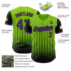 Maxcorners Custom Neon Green Purple-Black 3D Pattern Design Gradient Geometric Shape Premium Baseball Jersey LM0210