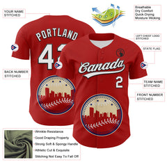 Maxcorners Custom Red White Blue Cream-Black 3D Urban City Edition Sports Premium Baseball Jersey LM0210