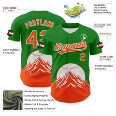 Maxcorners Custom Grass Green Orange-White 3D Urban City Edition Sports Premium Baseball Jersey LM0210