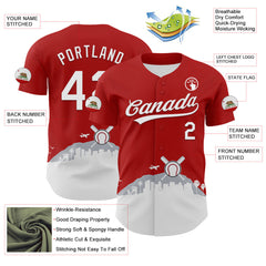 Maxcorners Custom Red White Gray-Black 3D Urban City Edition Sports Premium Baseball Jersey LM0210