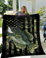 Maxcorners Crappie fishing American flag camo black angry crappie fish ChipteeAmz's art custom throw fleece blanket