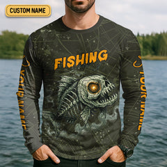 Maxcorners Gone Fishin In The Afterlife Horror Fishing SPF Shirt For Men, Halloween Fishing Jersey, Presents For Fishermen