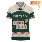 Maxcorners Custom Poker T Shirt Everyday I’m Shufflin Tee Green Card Deck Design for Poker PlayersLM1009
