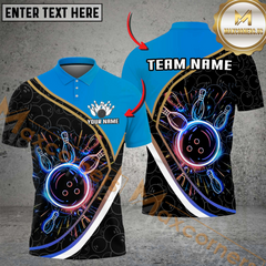 Maxcorners Bowling Neon King Multicolor Customized Name, Team Name 3D Shirts
