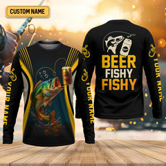 Maxcorners Beer Fishy Fishy Funny Fishing Shirt, SPF Shirt For Men, Fishing And Beer Men's Fishing Shirt