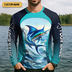 Maxcorners Life Is Good Fishing Makes It Better Performance Fishing Shirts, Swordfish Fishing SPF Shirt For Men