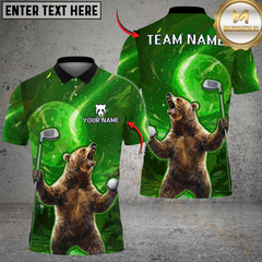 Maxcorners Savage Bear Golf Polo Shirt Customized Name, Team Name 3D Shirts