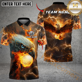 Maxcorners Flaming Eagle Golf Polo Shirt, Customized Name & Team Name 3D Shirts (4 Colors)