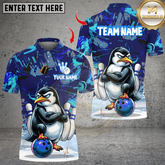 Maxcorners Penguin Bowling Multicolor Customized Name, Team Name 3D Shirts